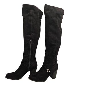 Madden Girl Women's chunky black heel whimsigoth over the knee faux suede size 8